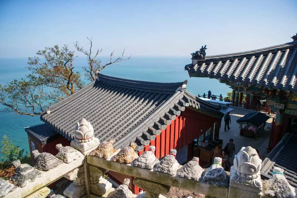 Perched dramatically on a seaside cliff, Hyangiram offers breathtaking panoramic views of the ocean and surrounding coastline.