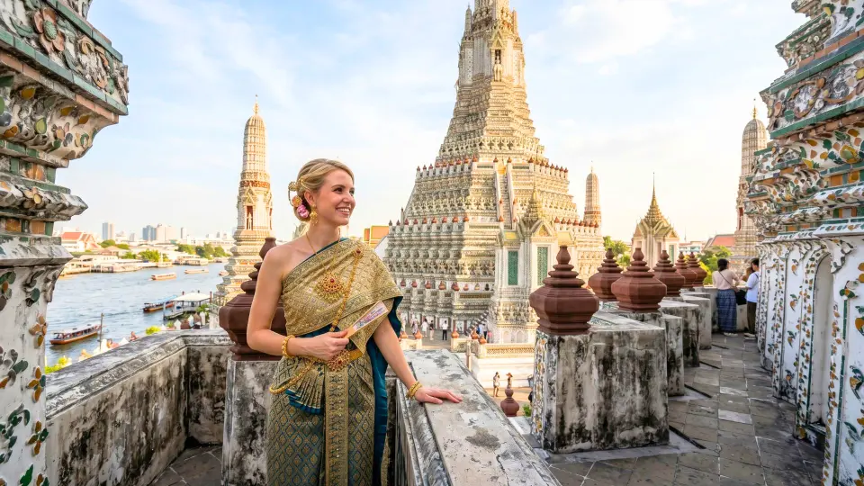 Explore the iconic Wat Arun (Temple of Dawn)	
Wear a beautiful traditional Thai costume	
Photo assistance from your local guide	
Visit the best photo spots and hidden angles	
A fun and unique 2-hour cultural experience in Bangkok