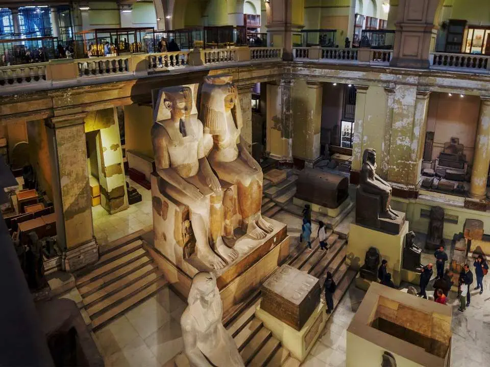 Your tour begins with pickup from your Giza hotel or selected pickup point. Transfer time may vary depending on your hotel location, and final pickup details are confirmed one day before the activity. After meeting your driver and guide, travel by private air-conditioned vehicle to begin the Cairo sightseeing route.

Start at the Egyptian Museum Cairo, where your guide introduces ancient artifacts, statues, royal objects, and pharaonic displays. If your selected package includes tickets, the listed required entry is included. If the package without tickets and lunch is selected, entry fees are paid separately.

After the museum, continue to Amr Ibn Al-As Mosque. Then follow the Coptic Cairo route with the Hanging Church, Abu Serga Church, and Ben Ezra Synagogue. Continue afterward to El-Moez for a guided walk through a historic Cairo street, then finish the route at Khan El-Khalili.

Lunch is included only if the with tickets and lunch package is selected. If the without tickets and lunch package is selected, lunch is not included. At the end of the tour, return by private vehicle for drop-off.
