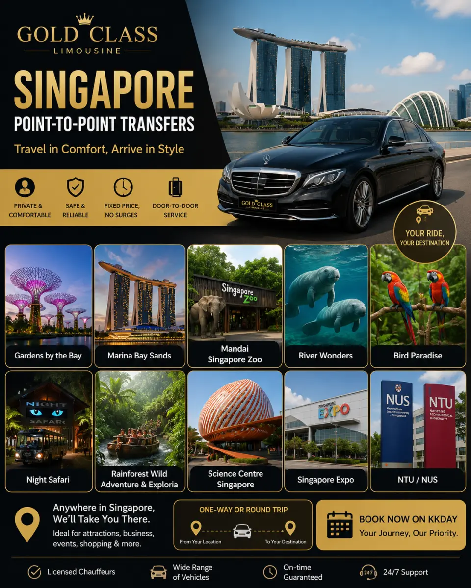 Not valid for pick-up / drop-off at Jewel, Changi/Seletar Airport, Cruise Centre, Ferry Terminal, Jurong Island and Tuas Areas, or distances >35km

All surcharges (if any) are payable in cash directly to the driver
Outside service areas/Additional Stop: $15
Extra fees may apply for oversized and/or additional luggage. Please pay any extra fees directly to the driver-$10