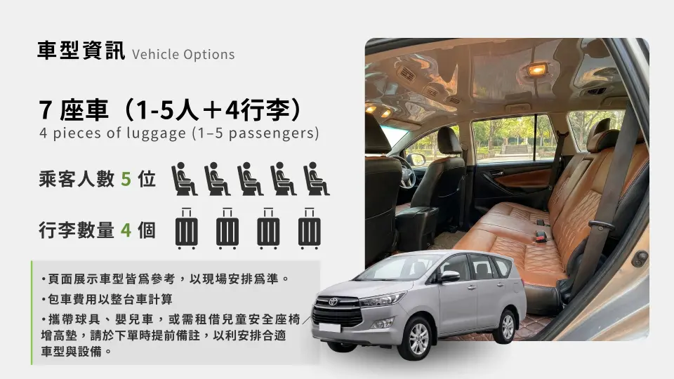 Sapa Private Car Tour | Vehicle Options | 7-seater car,  1–5passengers：：