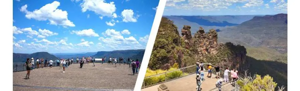 🏔️ Echo Point - Dive into the sad legend of the Three Sisters...

Echo Point, located at 1,017 meters above sea level, is where the legend of the Blue Mountains begins.
Standing here, three rocky peaks, each bearing the story of three sisters, serenely reveal themselves.

Meehni, Wimlah, Gunnedoo—the legend of the three sisters who were forced to turn to stone to protect their love, carries the wind and touches the hearts of those who visit.
This landscape, seemingly frozen in time, is a silent and moving experience, leaving a profound resonance where nature and myth intertwine.