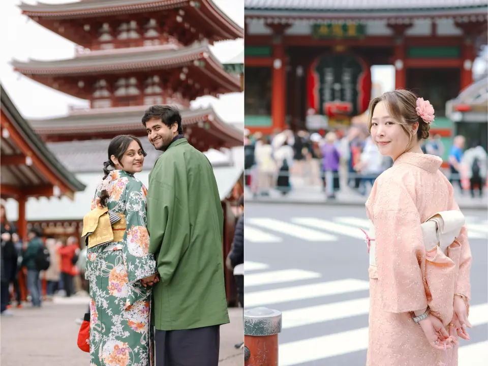 知名打卡地標：雷門與淺草寺，步行5分鐘即可到達，雷門的十字路口也可以拍到晴空塔！