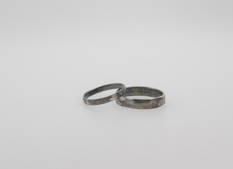 Taipei｜Guiyu Studio｜Dyed Silver Ring｜Sterling Silver Pair Ring, Wedding