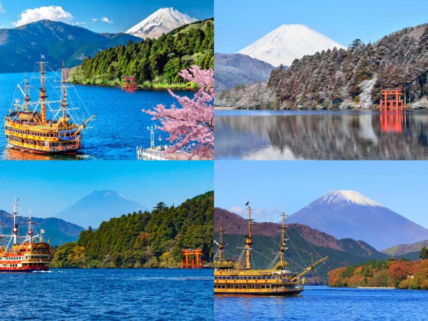 箱根と富士山を巡る日帰りツアー。陸、海、空からの探検：箱根神社