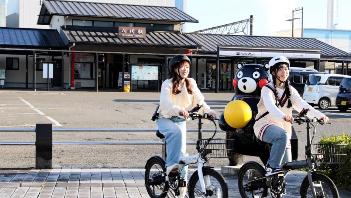 電動レンタサイクルで51体のくまモンファニチャーコンプリートを目指