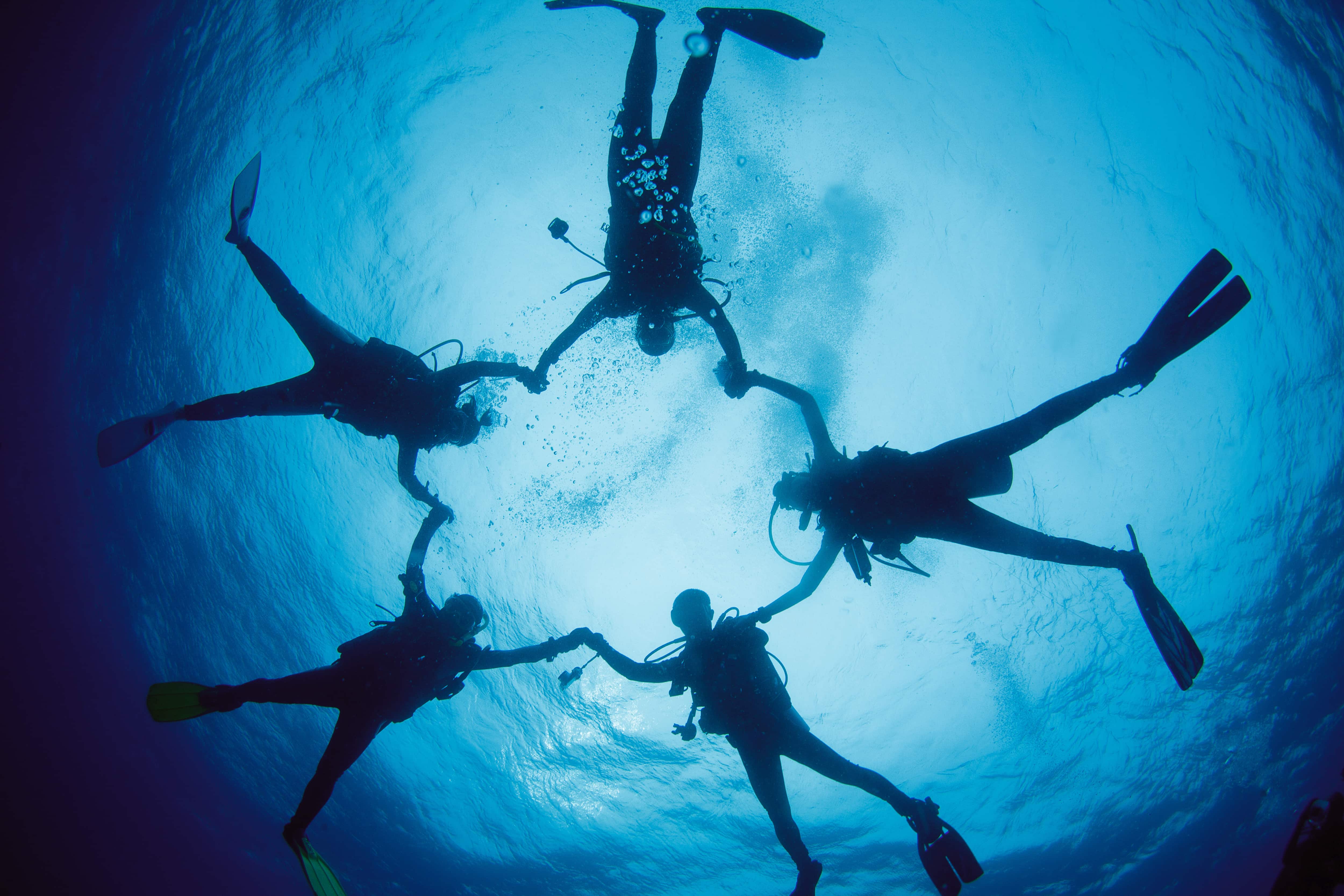 Люди пода. Погружение с аквалангом. Под водой. Подводные люди. Аквалангист под водой.