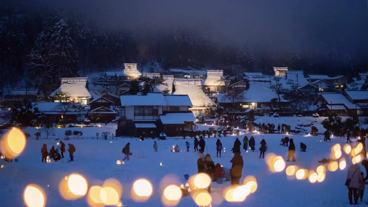[Lighting up] Japan | Miyama Illumination Day Trip | Kiyomizudera Temple - Miyama Thatched Cottage Snow Lantern Gallery Night Lighting | Departing from Osaka