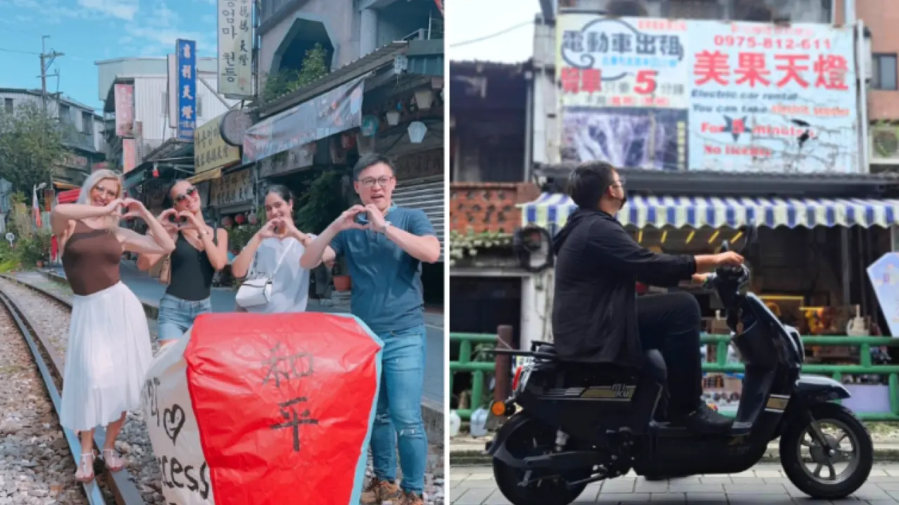 New Taipei Shifen | Electric car rental coupon. Prayer sky lantern experience package