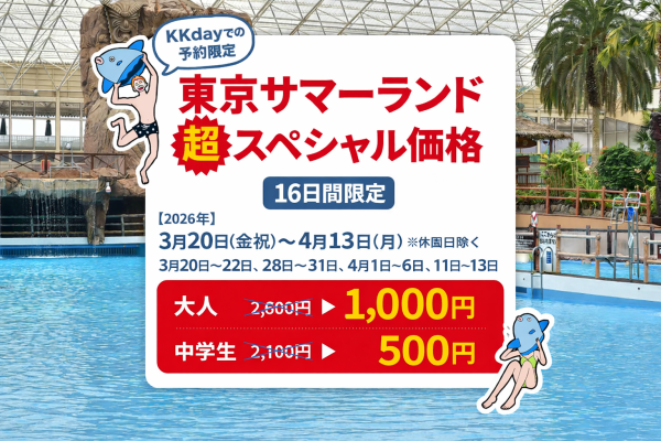 東京サマーランド 1Dayパス 入場チケット 屋内プール+遊園地(東京都 あきる野市)
