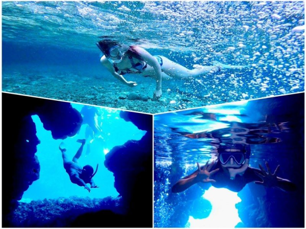 [Irabu Island/Half-Day Trip] Pick-up and drop-off available! Blue Cave x Countless Fish! "Sapphire Cave" Snorkeling & Cave Exploration ★ High chance of encountering fish ★ Free photo data!