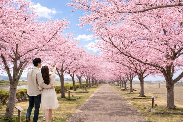 Hyogo Prefecture Himeji Castle Cherry Blossom Viewing, Ono Cherry Blossom Riverside Corridor, and Koko-en Garden Day Trip (Departing from Osaka)